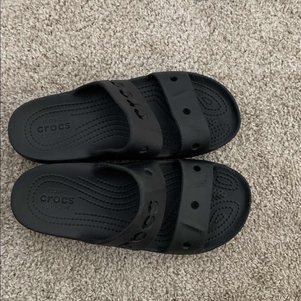 Black Crocs Double Strap Slide Sandal